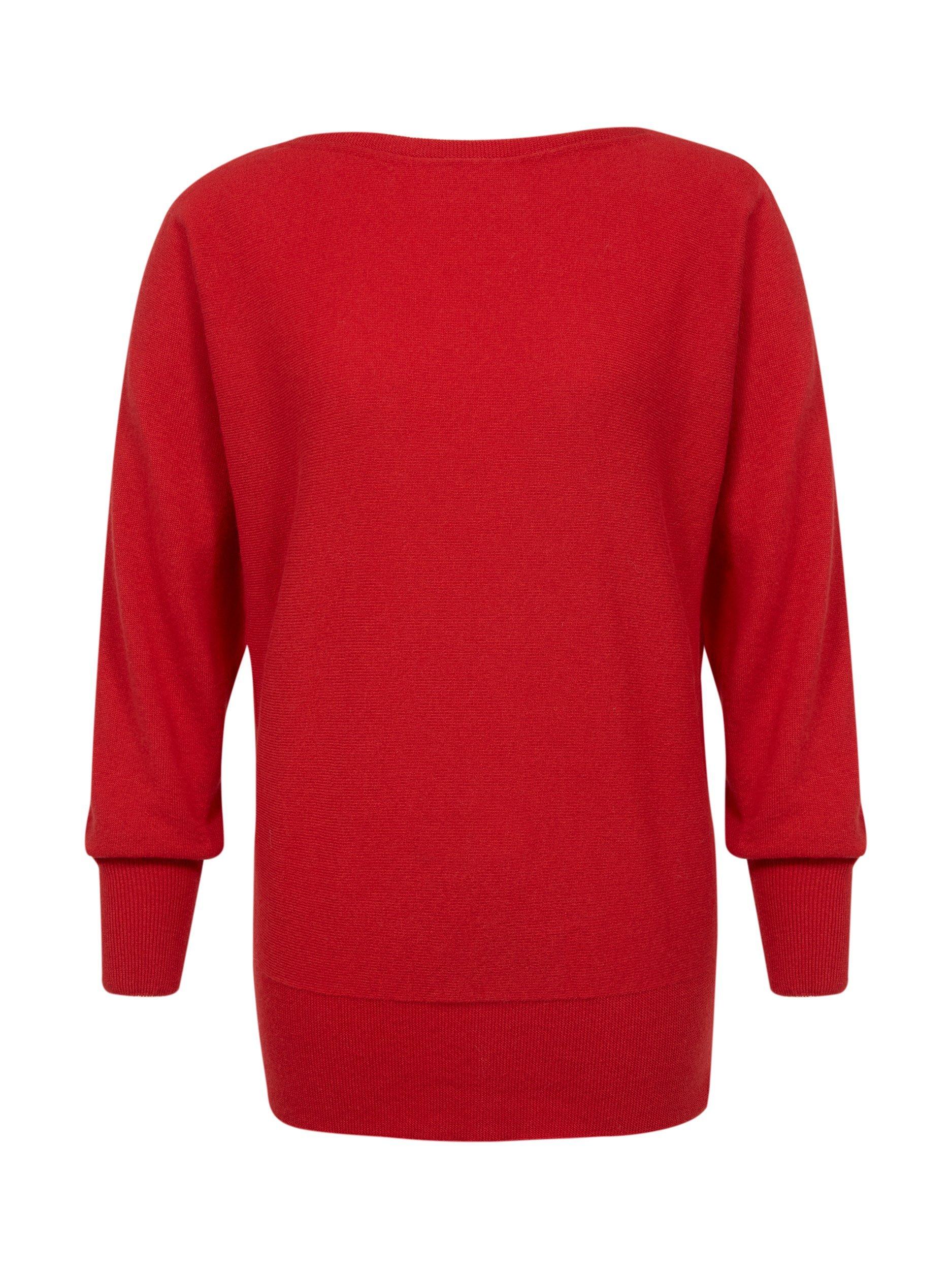 Product image 2 of 6, which shows Celtic & Co. Slash Neck Pure Wool Jumper, Pillarbox Red, XS