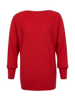 Celtic & Co. Slash Neck Pure Wool Jumper, Pillarbox Red - view 2, Pillarbox Red