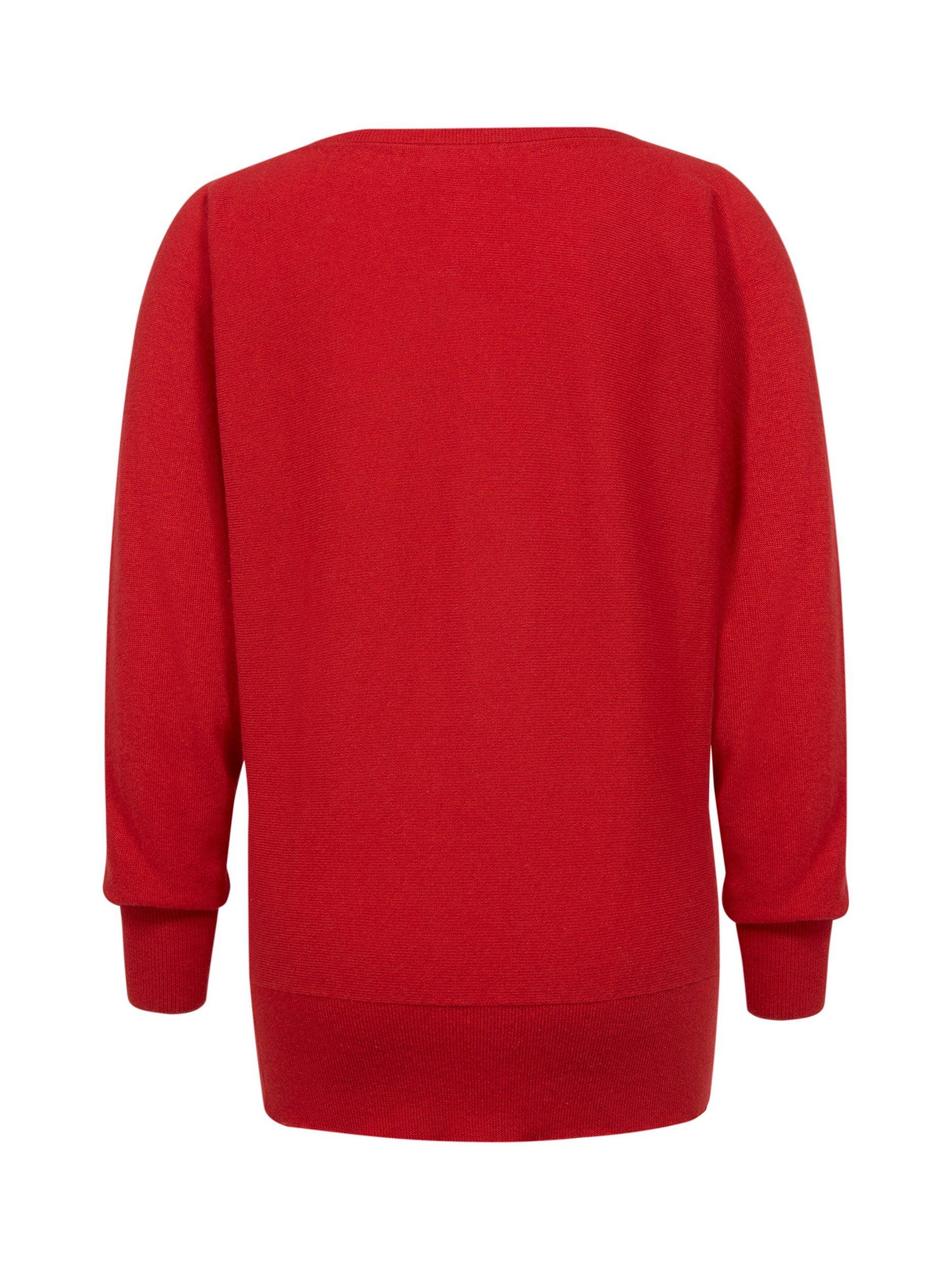 Product image 3 of 6, which shows Celtic & Co. Slash Neck Pure Wool Jumper, Pillarbox Red, XS
