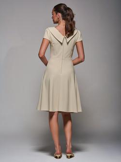 Jolie Moi Cap Sleeve Collar Dress, Beige - view 2, Beige
