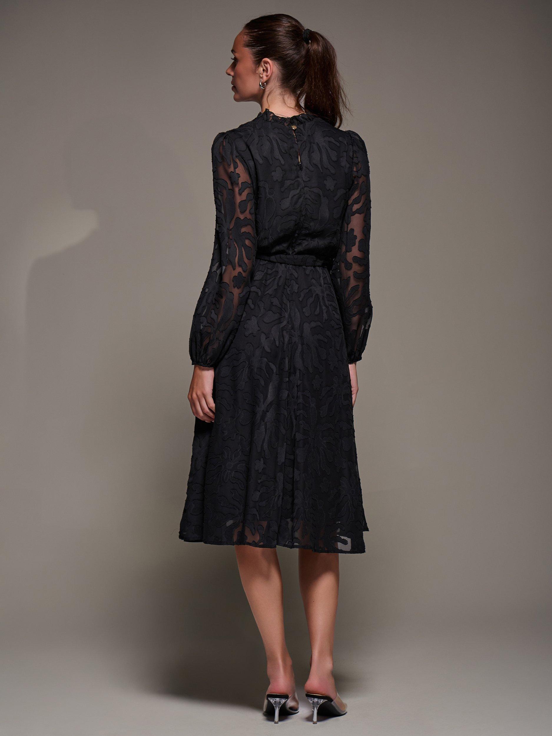 Product image 2 of 7, which shows Jolie Moi Chiffon Tie Neck Dress, Black, 8