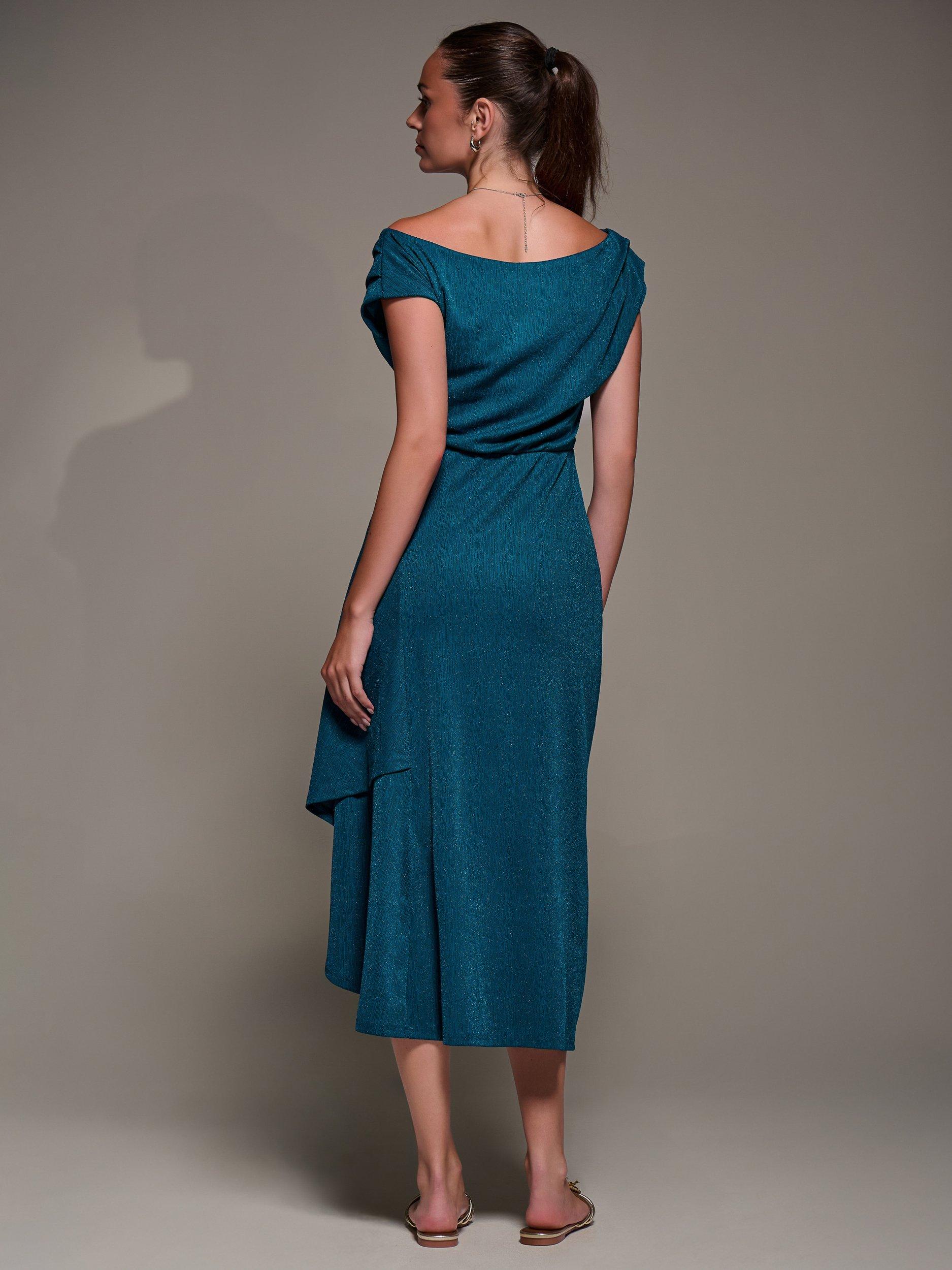 Product image 2 of 7, which shows Jolie Moi Draped Cowl Neck Midi Dress, Teal Blue, 8
