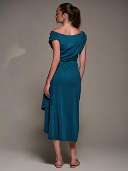 Jolie Moi Draped Cowl Neck Midi Dress - view 2, Teal Blue