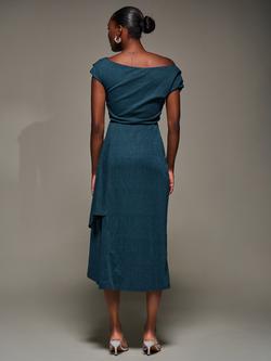 Jolie Moi Draped Cowl Neck Midi Dress - view 2, Dark Teal