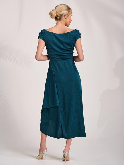 Jolie Moi Draped Cowl Neck Midi Dress - view 2, Dark Teal