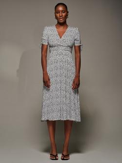 Jolie Moi Spot Jersey Tie Sleeve Dress, White/Black, White/Black