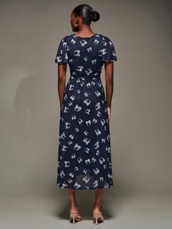 Jolie Moi Abstract Short Sleeve Dress, Navy/Multi - view 2, Navy/Multi