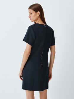 Marella Short Sleeve Cotton Blend Mini Dress, Navy - view 2, Navy