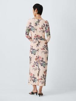 Marella Ghiglia Floral Midi Dress, Beige/Multi - view 2, Beige/Multi