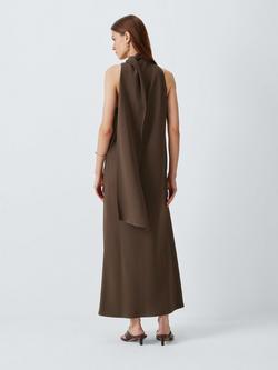 Marella Scarf Neck Midi Dress, Brown - view 2, Brown