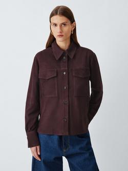 Marella Pogeo Pure Leather Jacket, Burgundy, Burgundy