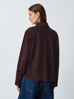 Marella Pogeo Pure Leather Jacket, Burgundy - view 2, Burgundy