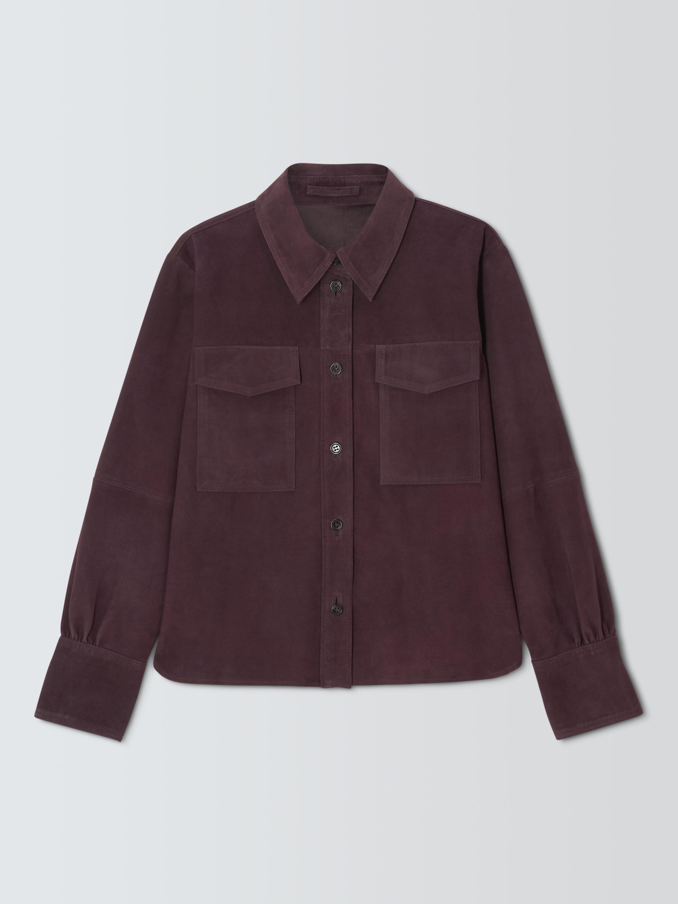 Product image 1 of 1, which shows Marella Pogeo Pure Leather Jacket, Burgundy, 6