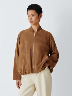 Marella Suede Blouson Jacket, Brown, Brown