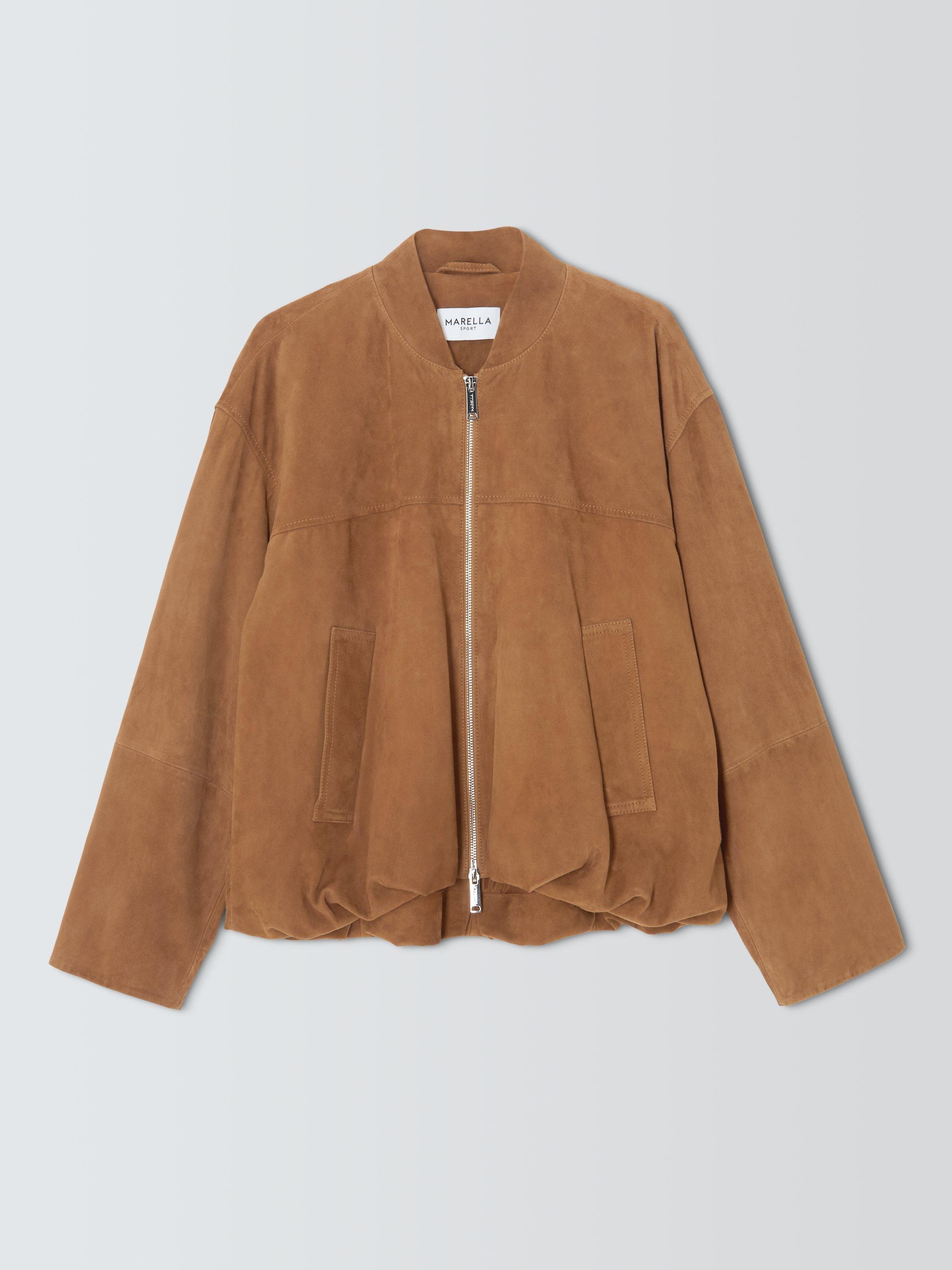 Product image 1 of 1, which shows Marella Suede Blouson Jacket, Brown, 6