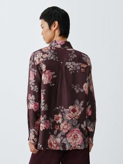 Marella Salve Floral Pure Silk Shirt, Purple/Multi - view 2, Purple/Multi