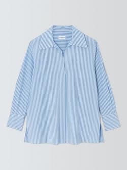 Marella Striped Cotton Shirt, Blue/White, Blue/White