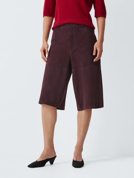 Marella Scoglio Pure Suede Shorts, Dark Purple, Dark Purple