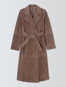 Marella Suede Trench Coat, Brown, Brown