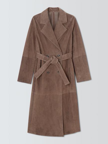 Marella Suede Trench Coat, Brown, Brown