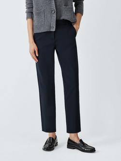 Marella Tailored Stretch Cotton Blend Trousers, Navy, Navy