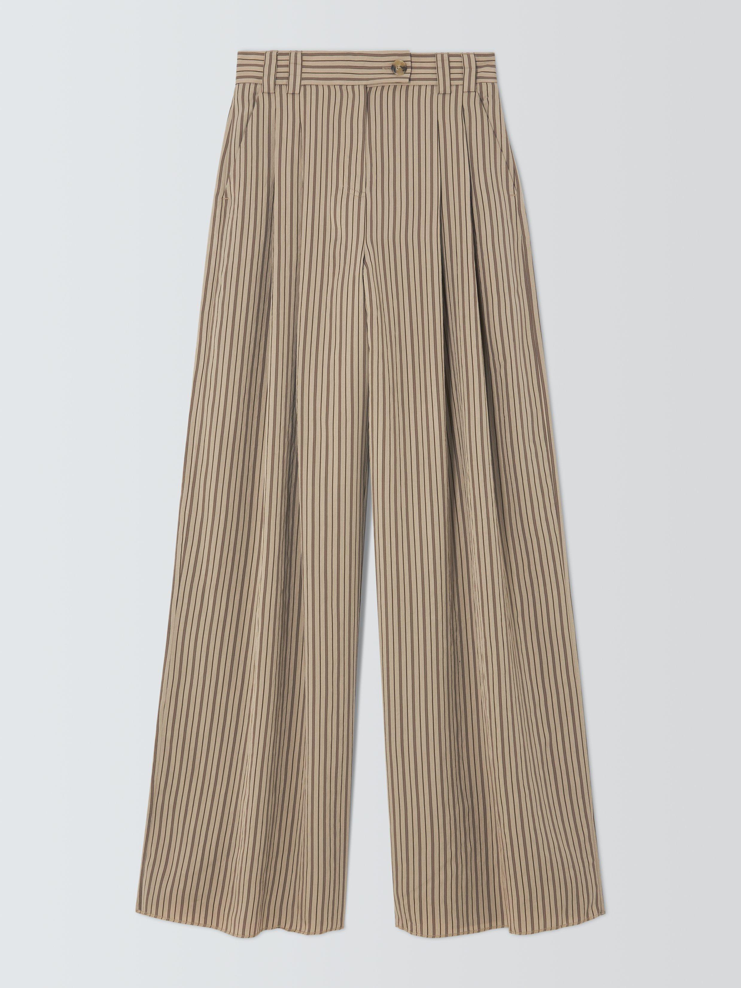 Product image 1 of 1, which shows Marella Wide Leg Striped Trousers, Brown, 6