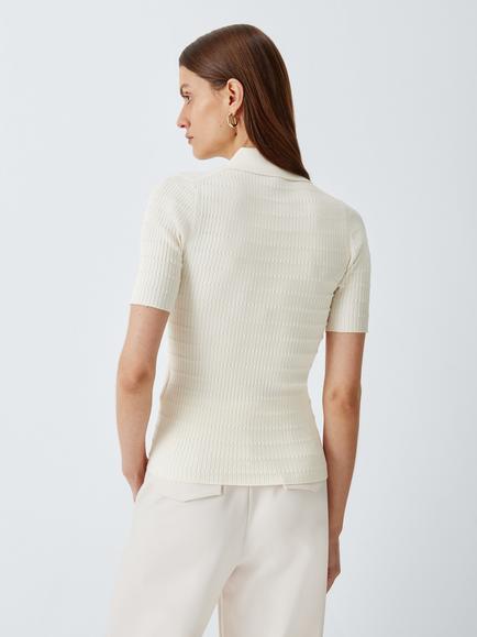 Marella Legno Polo Shirt, Cream - view 2, Cream