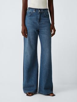 Marella Side Stripe Wide Leg Jeans, Blue, Blue