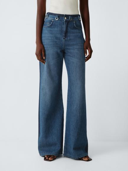 Marella Side Stripe Wide Leg Jeans, Blue, Blue
