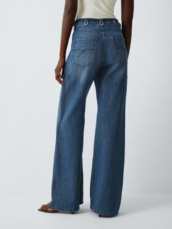 Marella Side Stripe Wide Leg Jeans, Blue - view 2, Blue