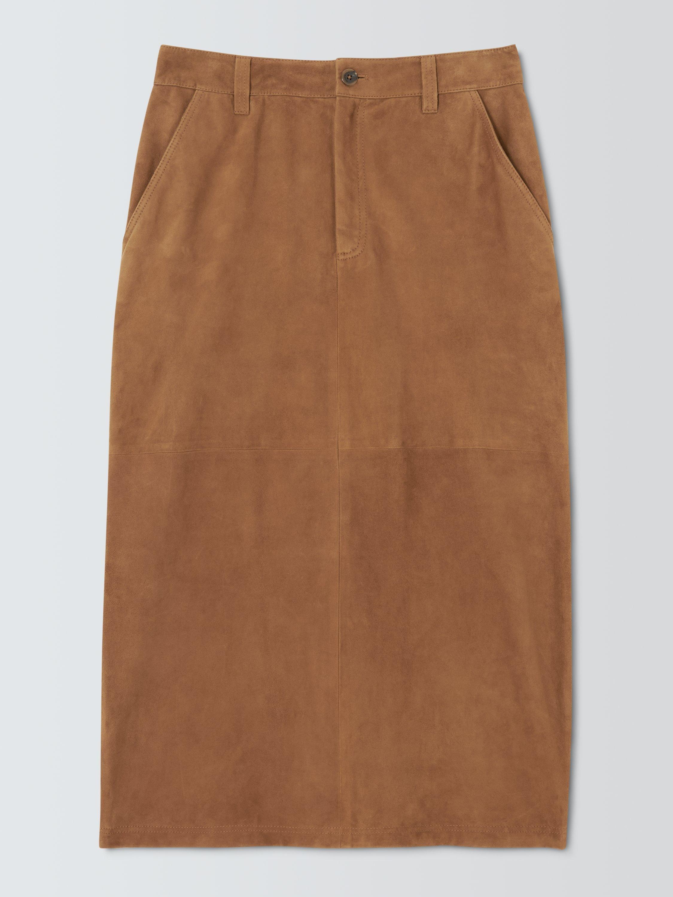 Product image 1 of 1, which shows Marella MLSZEUS Suede Straight Midi Skirt, Brown, 6