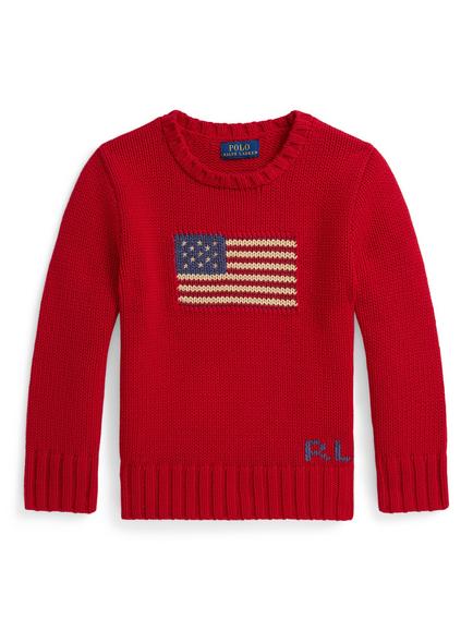 Ralph Lauren Kids' Cotton Iconic Flag Sweater, Rl2000 Red