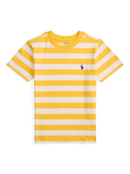 Ralph Lauren Kids' Cotton Short Sleeved Striped T-Shirt, Yellow/White, Yellow/White