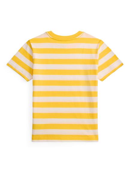Ralph Lauren Kids' Cotton Short Sleeved Striped T-Shirt, Yellow/White - view 2, Yellow/White