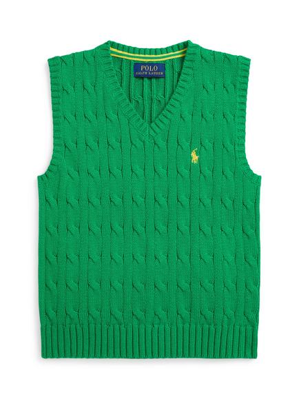 Ralph Lauren Kids' Cotton V Neck Vest, Cruise Green