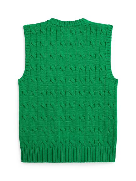 Ralph Lauren Kids' Cotton V Neck Vest - view 2, Cruise Green