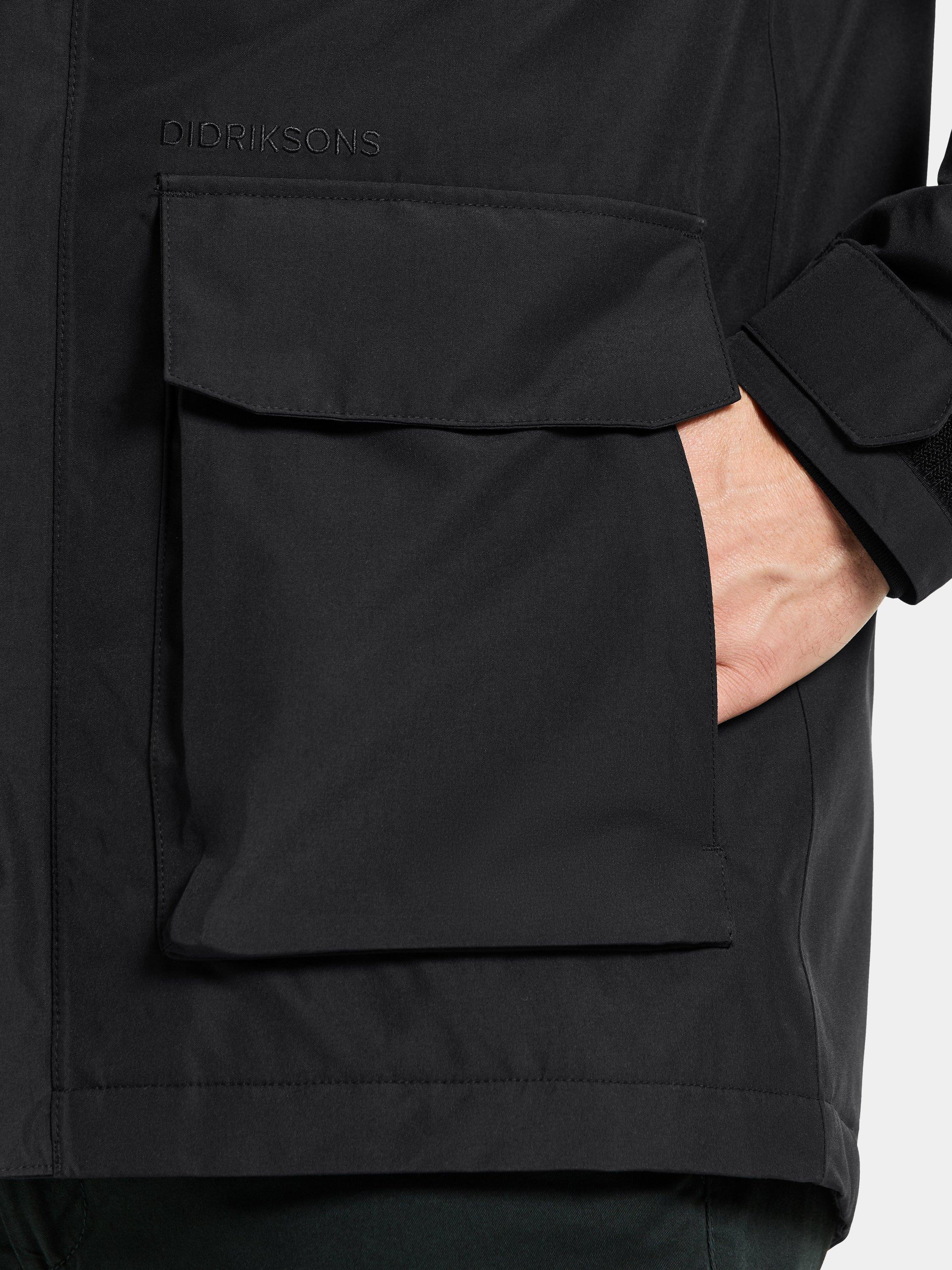 Product image 8 of 11, which shows Didriksons Liam Waterproof Padded Hooded Parka Coat, Black, S