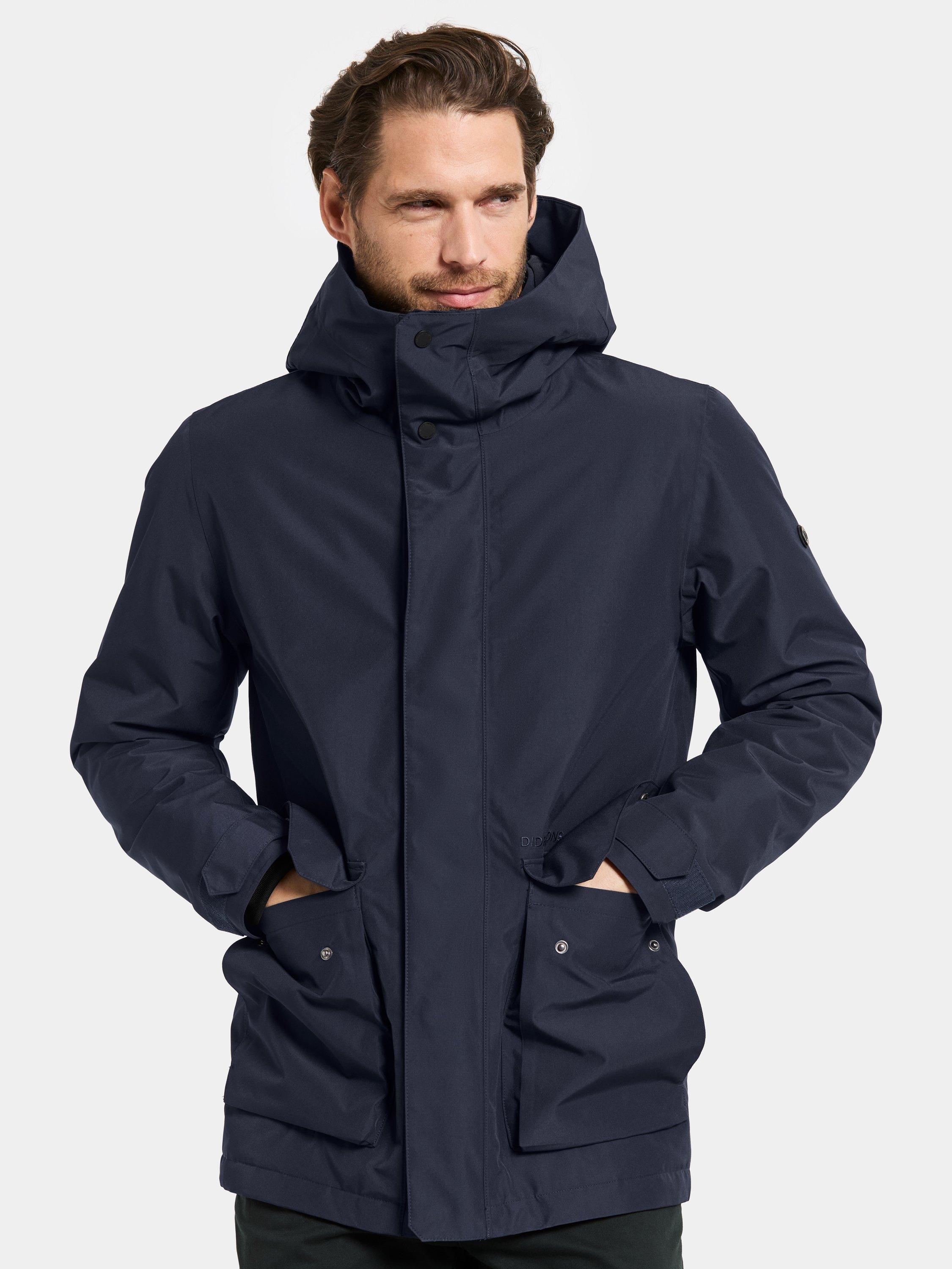 Product image 1 of 11, which shows Didriksons Liam Waterproof Padded Hooded Parka Coat, Dark Night Blue, S