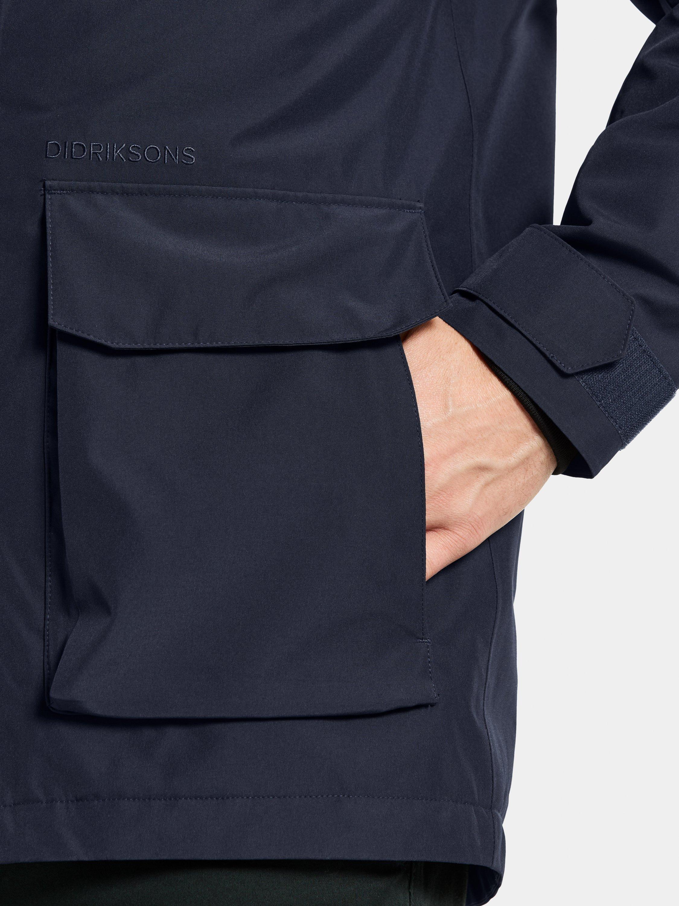 Product image 7 of 11, which shows Didriksons Liam Waterproof Padded Hooded Parka Coat, Dark Night Blue, S