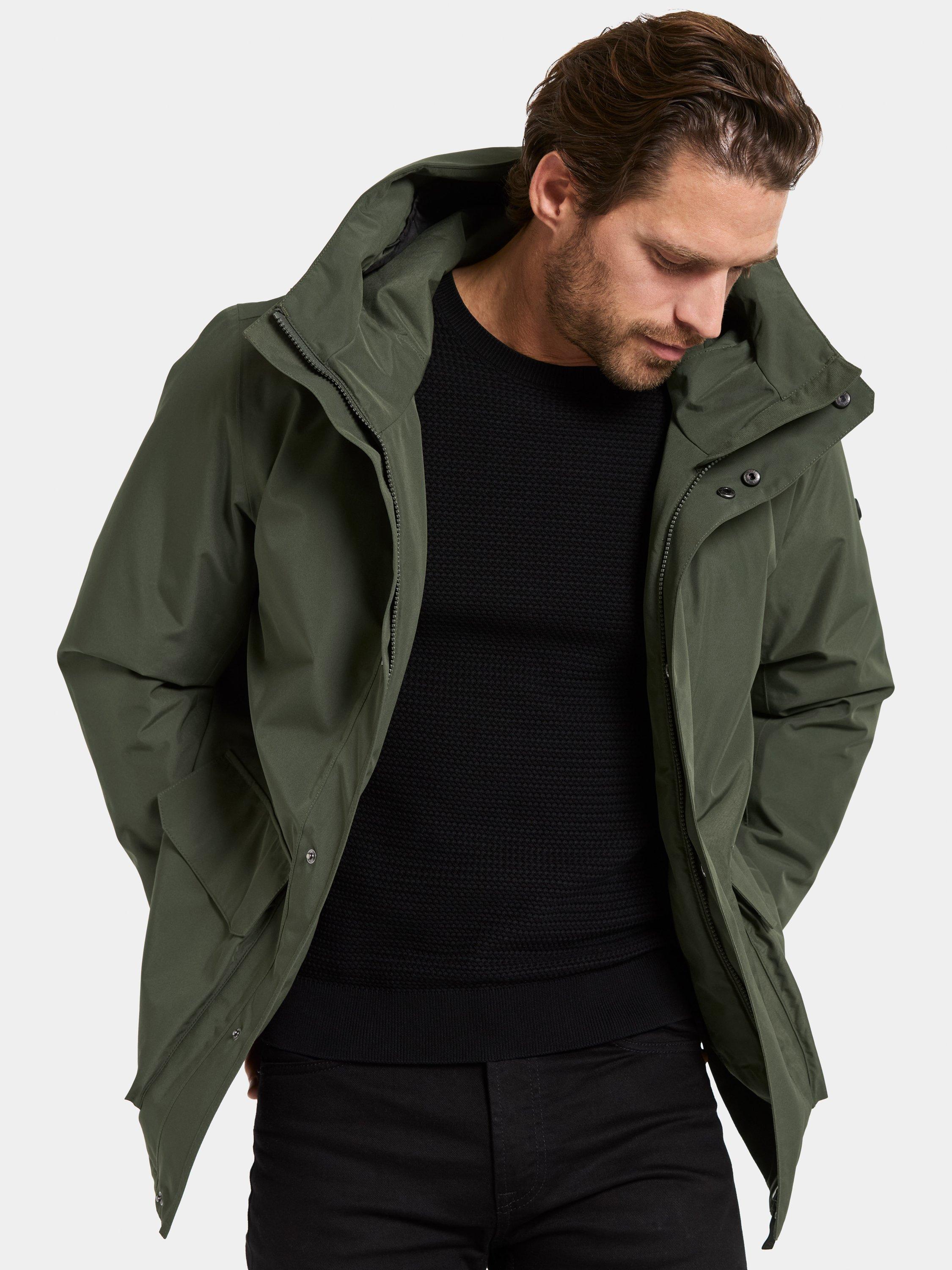 Product image 2 of 11, which shows Didriksons Liam Waterproof Padded Hooded Parka Coat, Deep Green, S