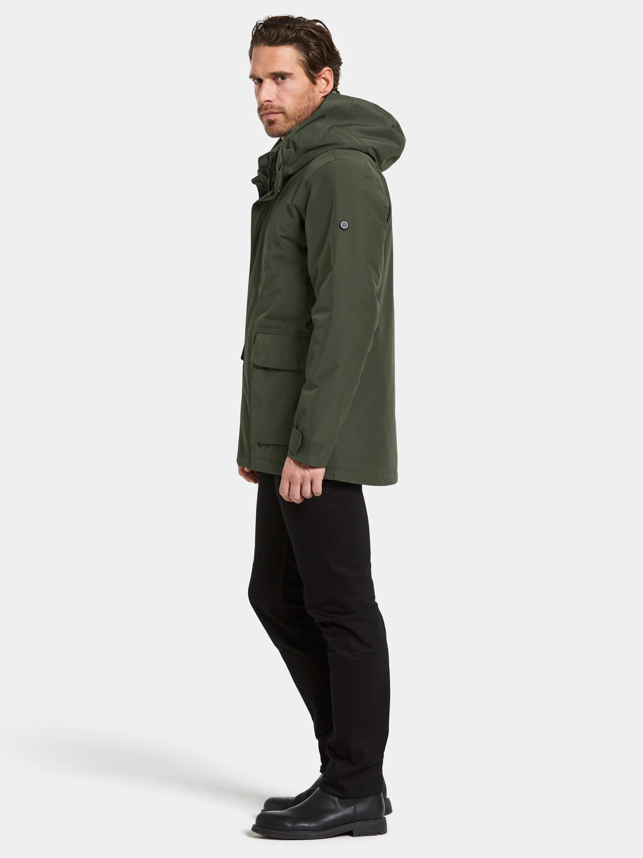 Product image 3 of 11, which shows Didriksons Liam Waterproof Padded Hooded Parka Coat, Deep Green, S