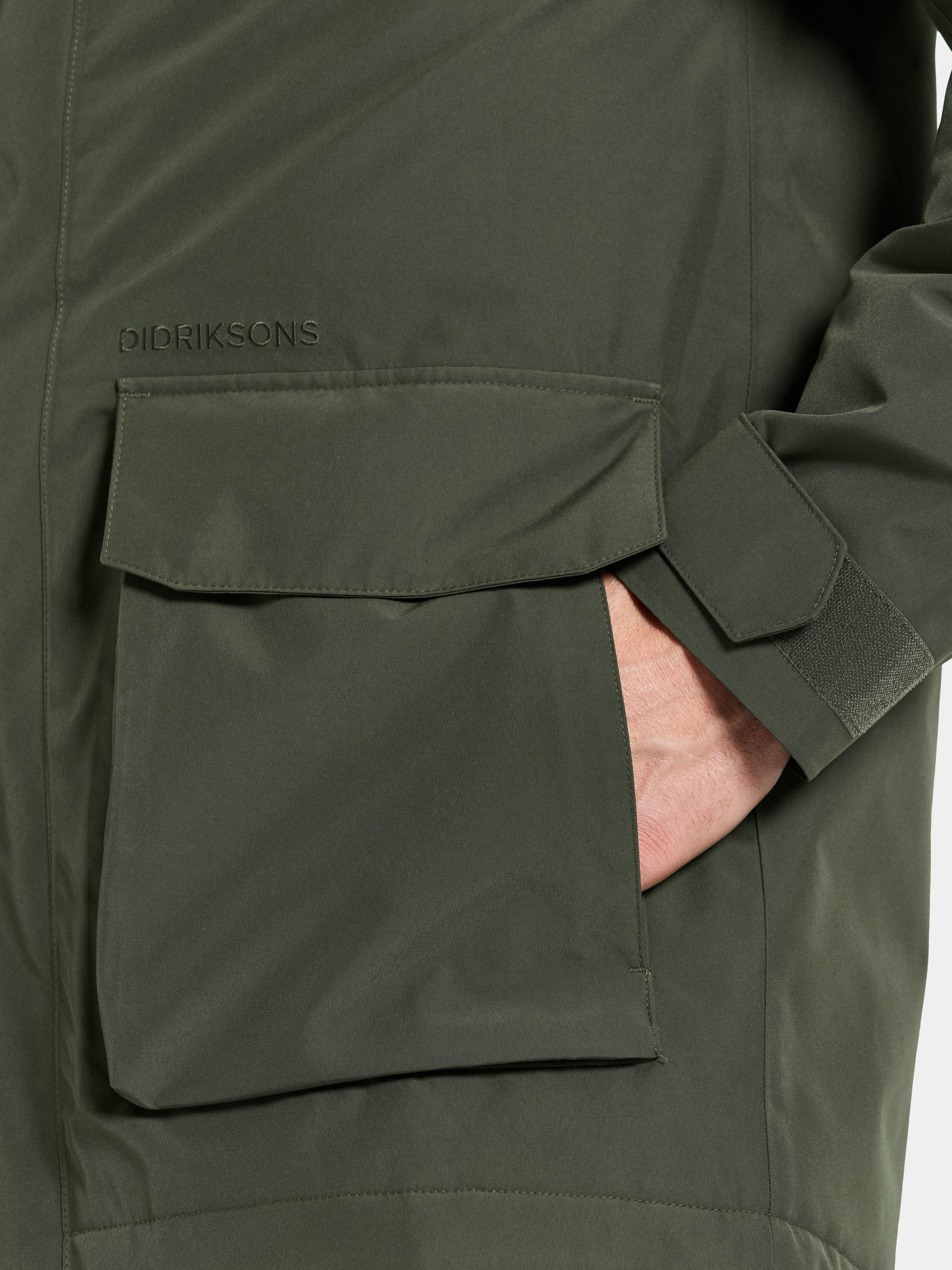 Product image 6 of 11, which shows Didriksons Liam Waterproof Padded Hooded Parka Coat, Deep Green, S