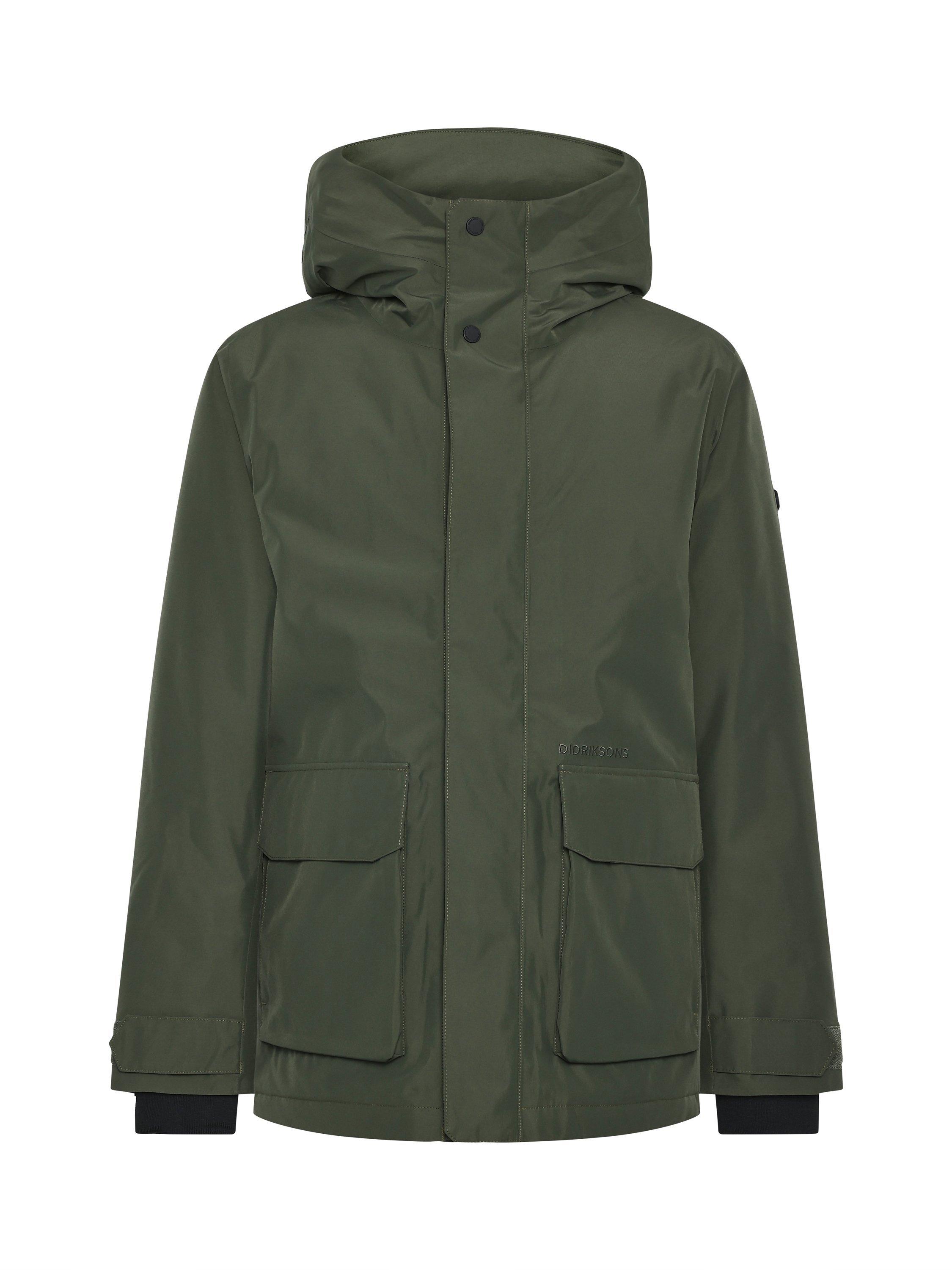 Product image 10 of 11, which shows Didriksons Liam Waterproof Padded Hooded Parka Coat, Deep Green, S