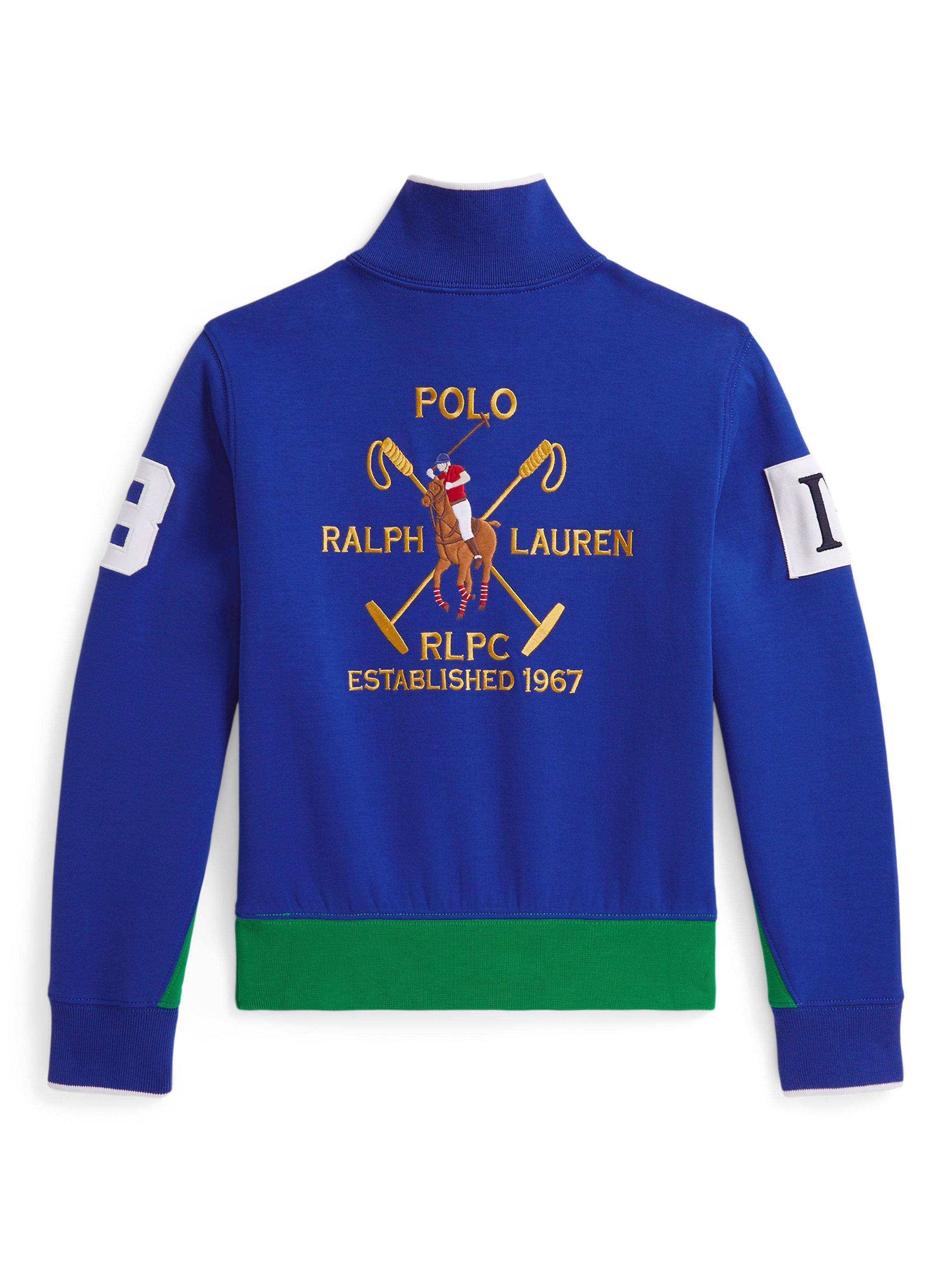 Product image 2 of 2, which shows Ralph Lauren Kids' Cotton Blend Polo Pullover Jumper, Sapphire Multi, S