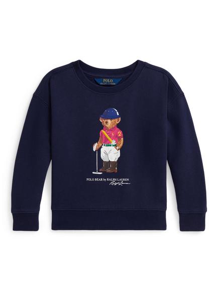Ralph Lauren Kids' Cotton Blend Polo Bear Sweatshirt, Newport Navy, Newport Navy