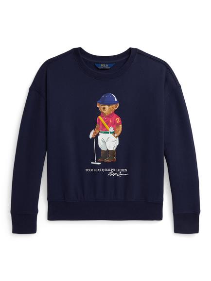 Ralph Lauren Kids' Cotton Blend Polo Bear Sweatshirt, Newport Navy, Newport Navy