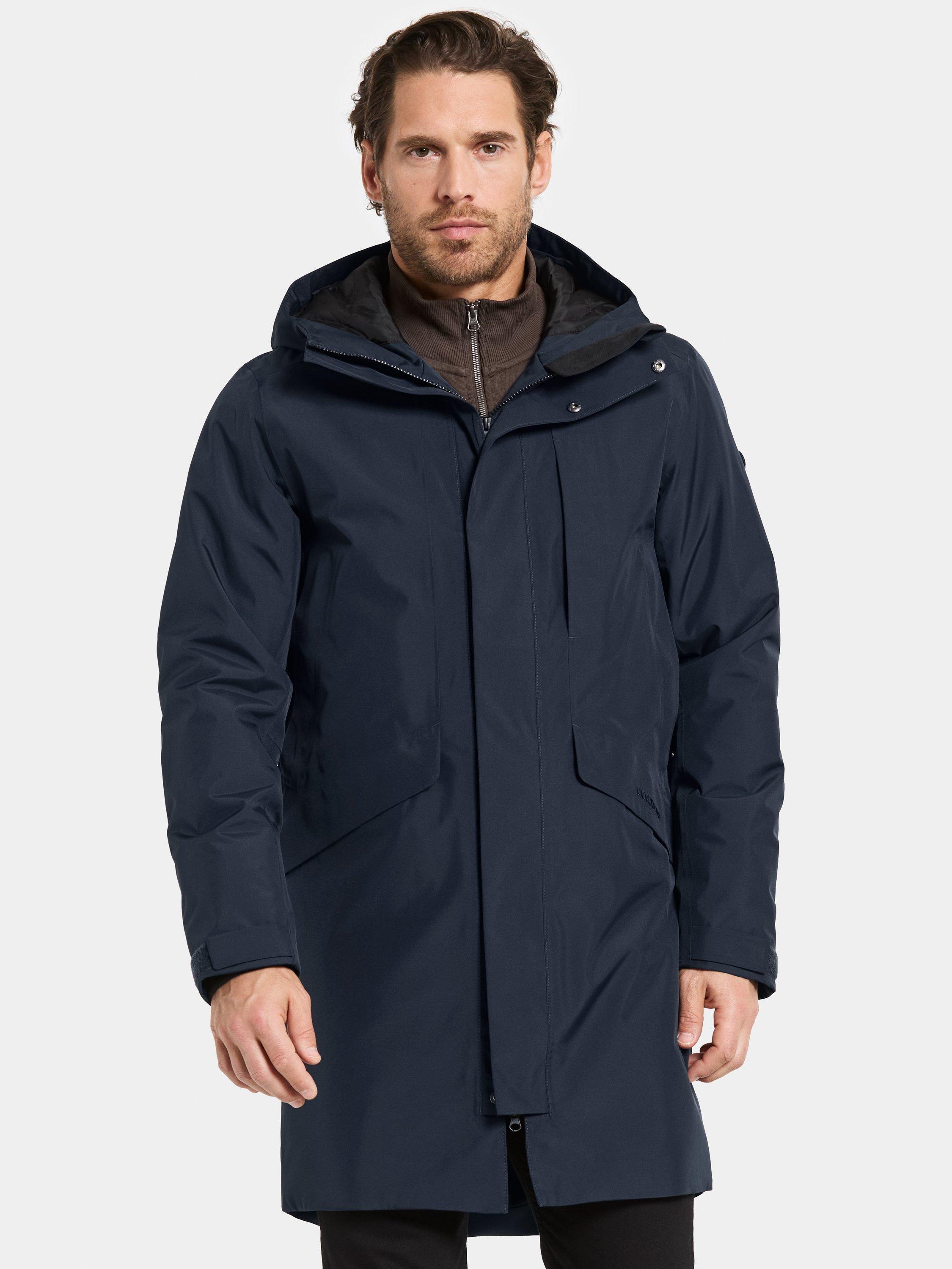 Product image 1 of 10, which shows Didriksons Kenny Waterproof Padded Hooded Parka Coat, Dark Night Blue, S