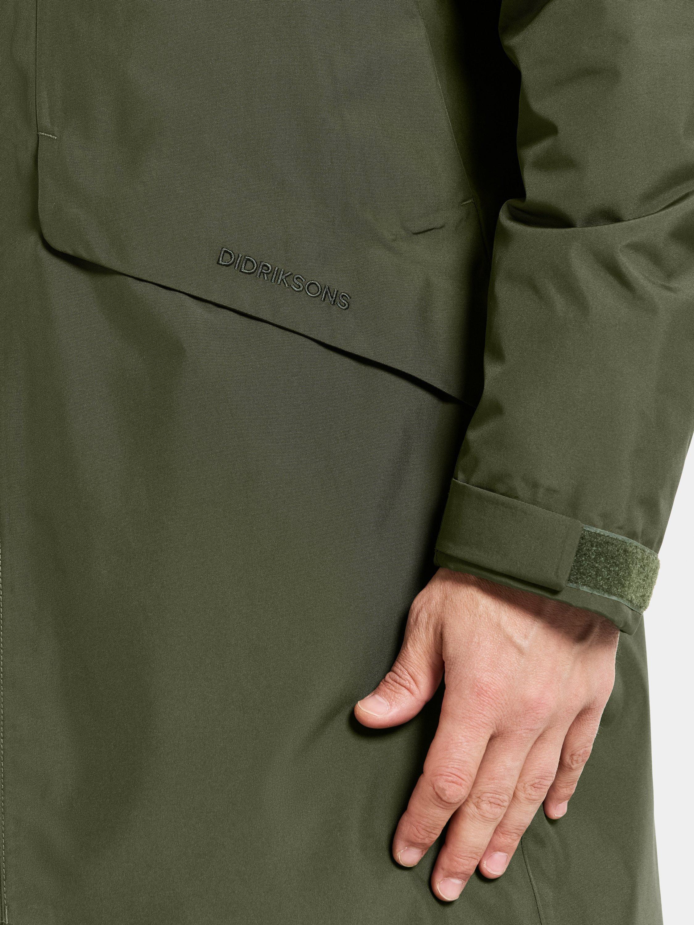 Product image 7 of 11, which shows Didriksons Kenny Waterproof Padded Hooded Parka Coat, Deep Green, S