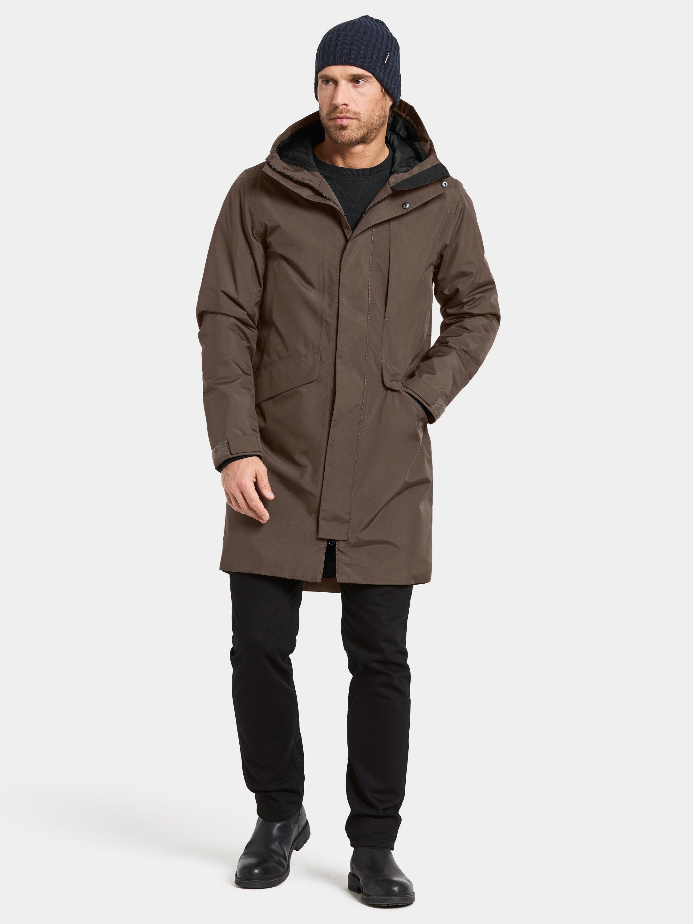 Didriksons Kenny Waterproof Padded Hooded Parka Coat, Mocha Brown