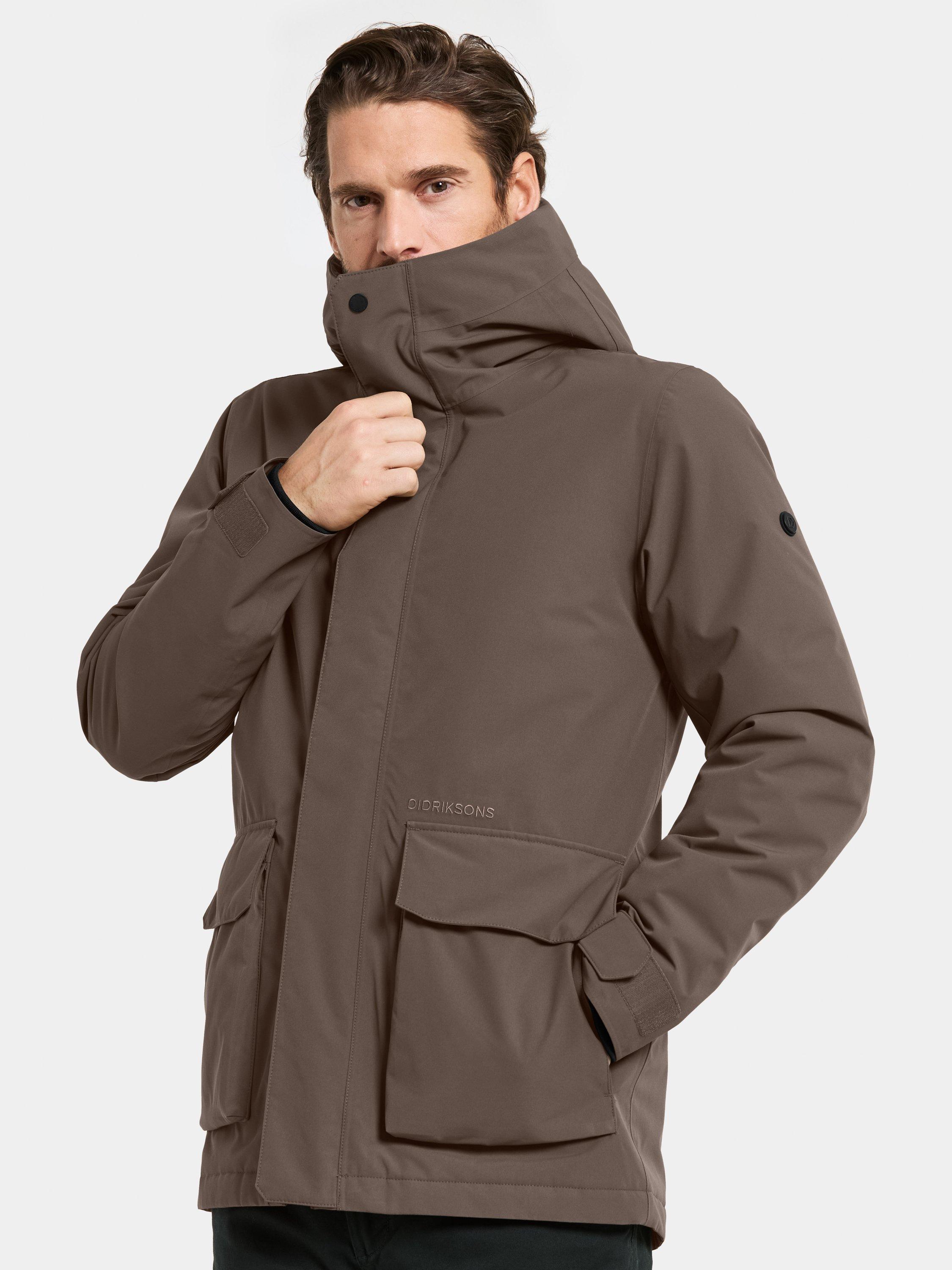 Product image 1 of 11, which shows Didriksons Liam Waterproof Padded Hooded Parka Coat, Mocha Brown, S